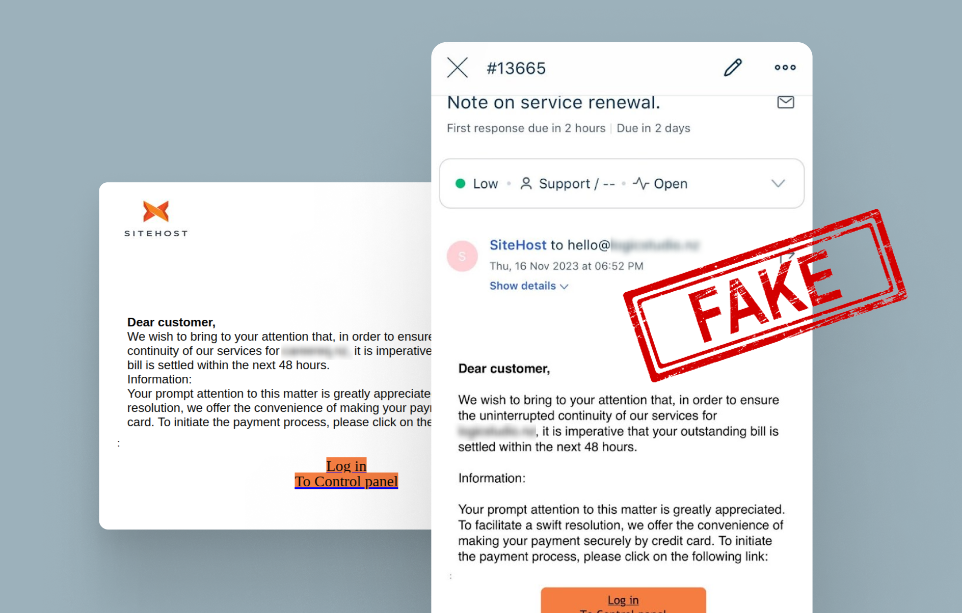 Phishing attempts target SiteHost customers