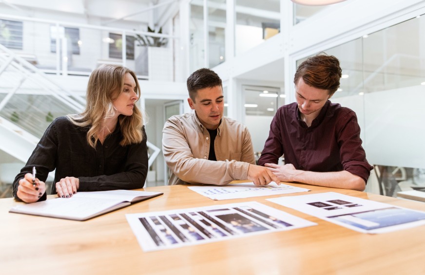 Voyage team members at work.