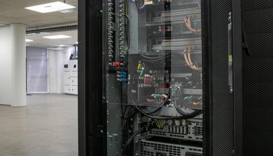 Hardware racked up and connected in the SiteHost data centre.