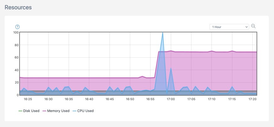 SiteHost control panel screenshot - memory usage graph.
